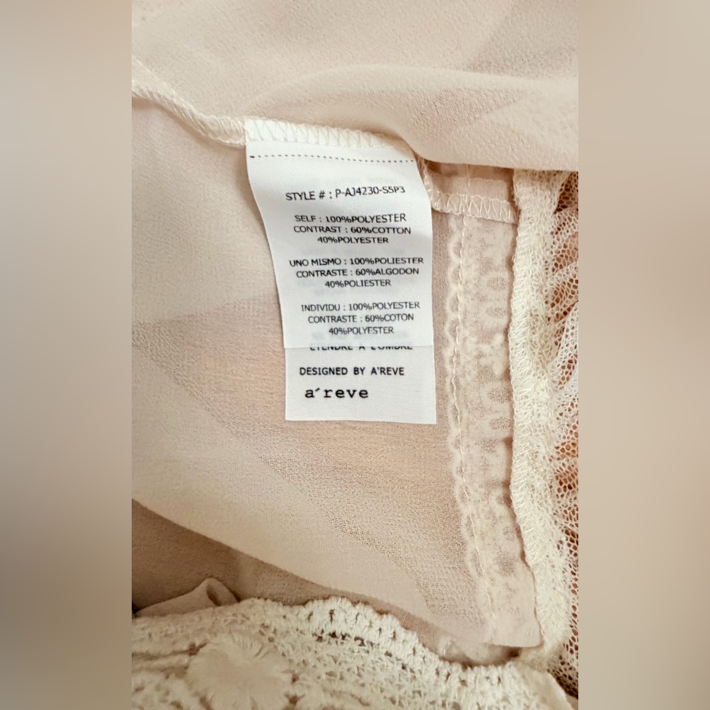 A'Reve Cream Lace Detail Bohemian Peasant Blouse - Picture 12 of 12
